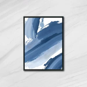 Minimal Brushstroke Art with Slate Blue & Cool Gray Accents